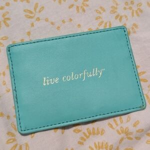 Kate Spade Aqua Card Holder with Gold Accents